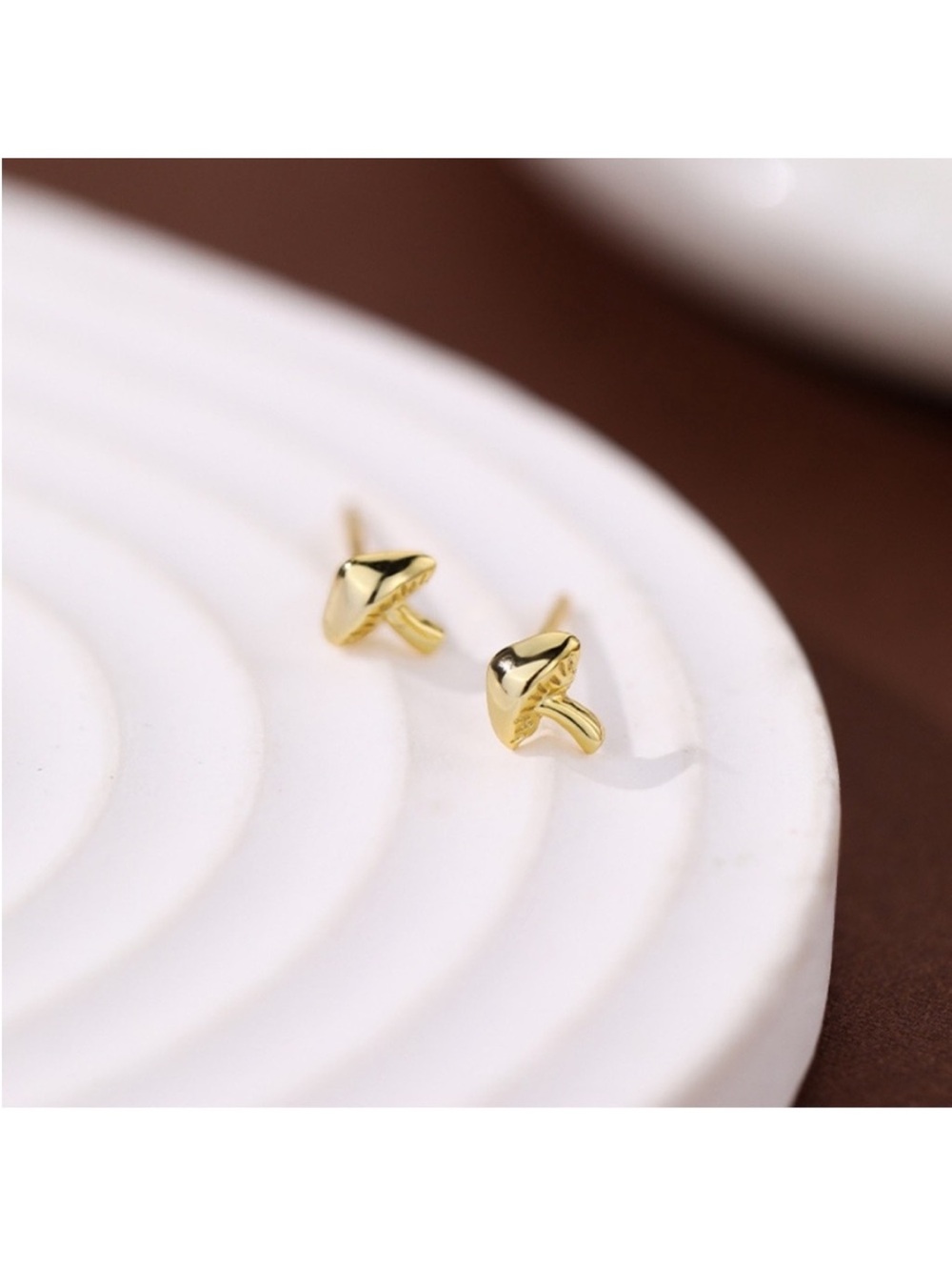 BOUTIQUE Gold Mushroom Dainty Minimalist Stud Post Earrings